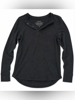 Sonoma Black Thermal Henley Long Sleeve Shirt for Men - Button Placket